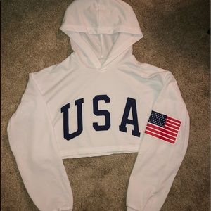 USA Cropped Hoodie